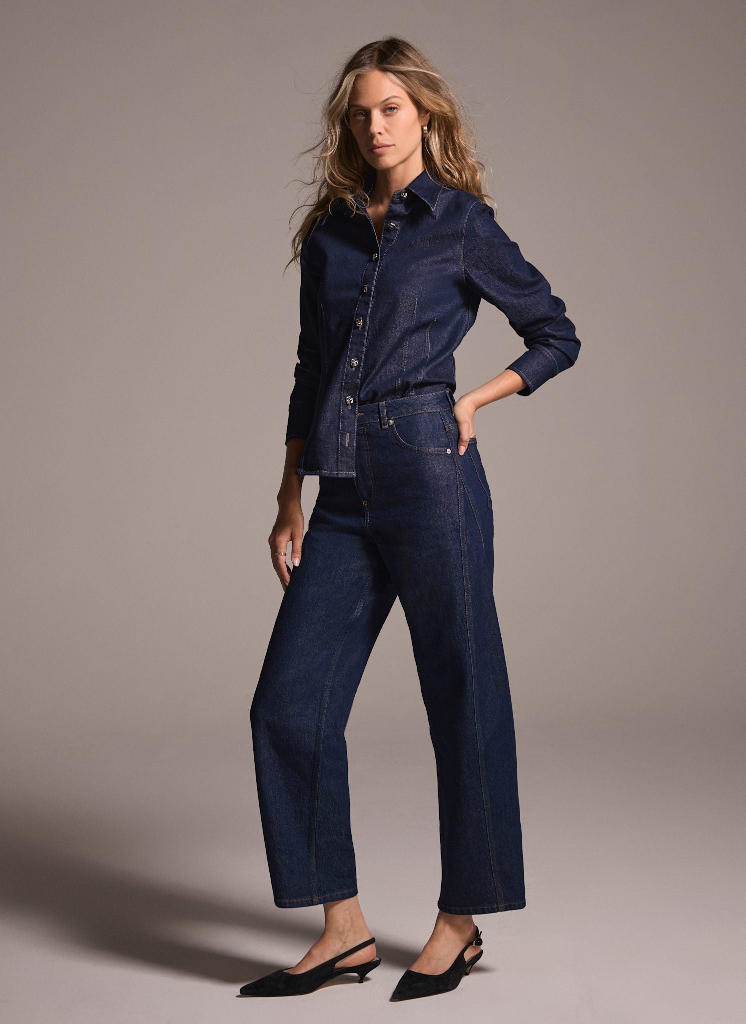 Dark Indigo Barrel Leg Jeans