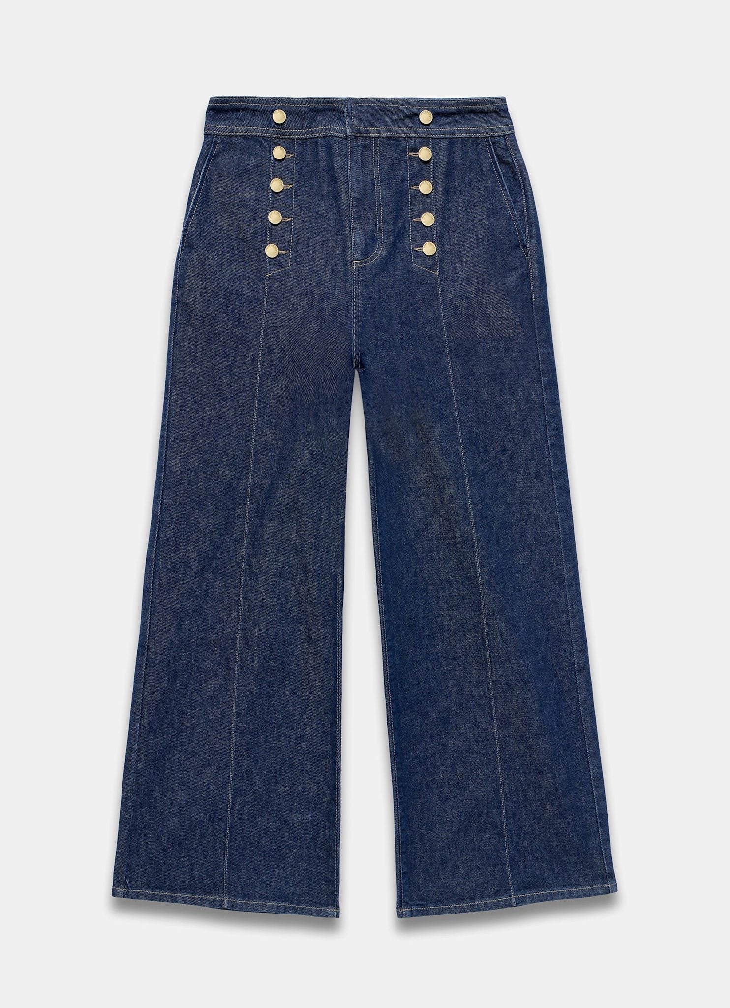 Dark Indigo Button Front Tailored Jean