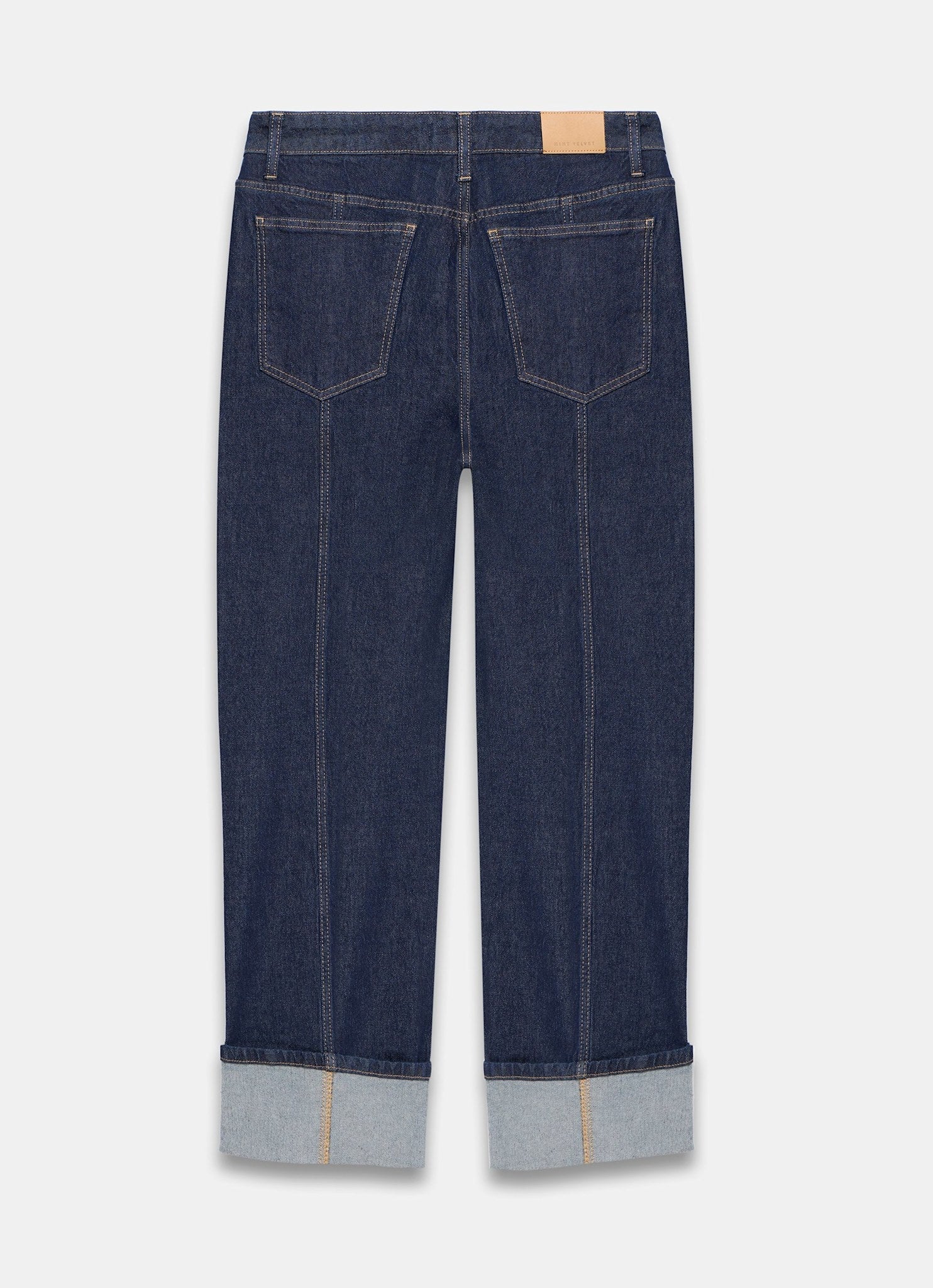 Dark Indigo Wide Turn Up Jeans