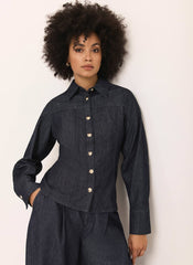 Dark Indigo Denim Fitted Shirt