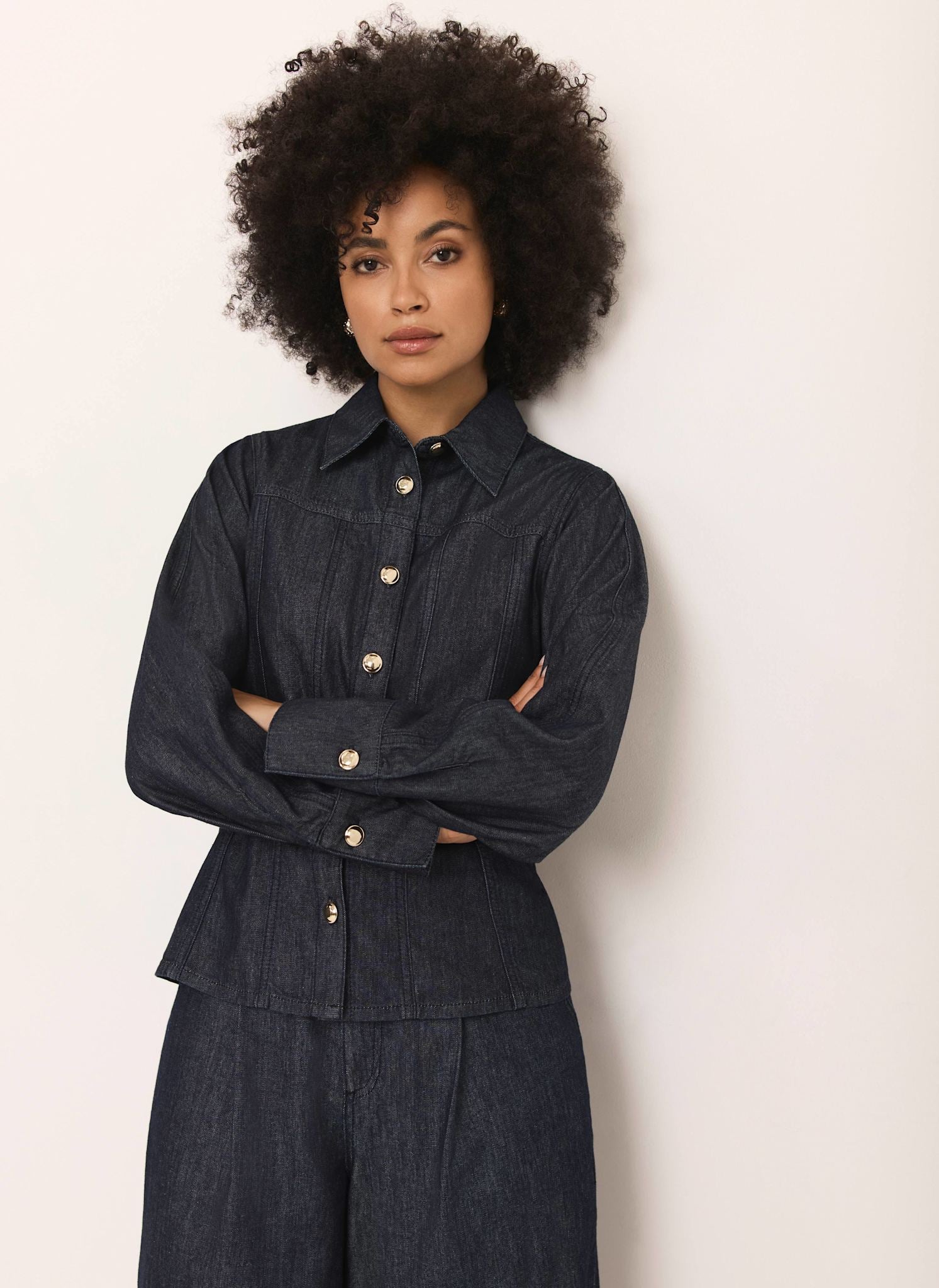 Dark Indigo Denim Fitted Shirt