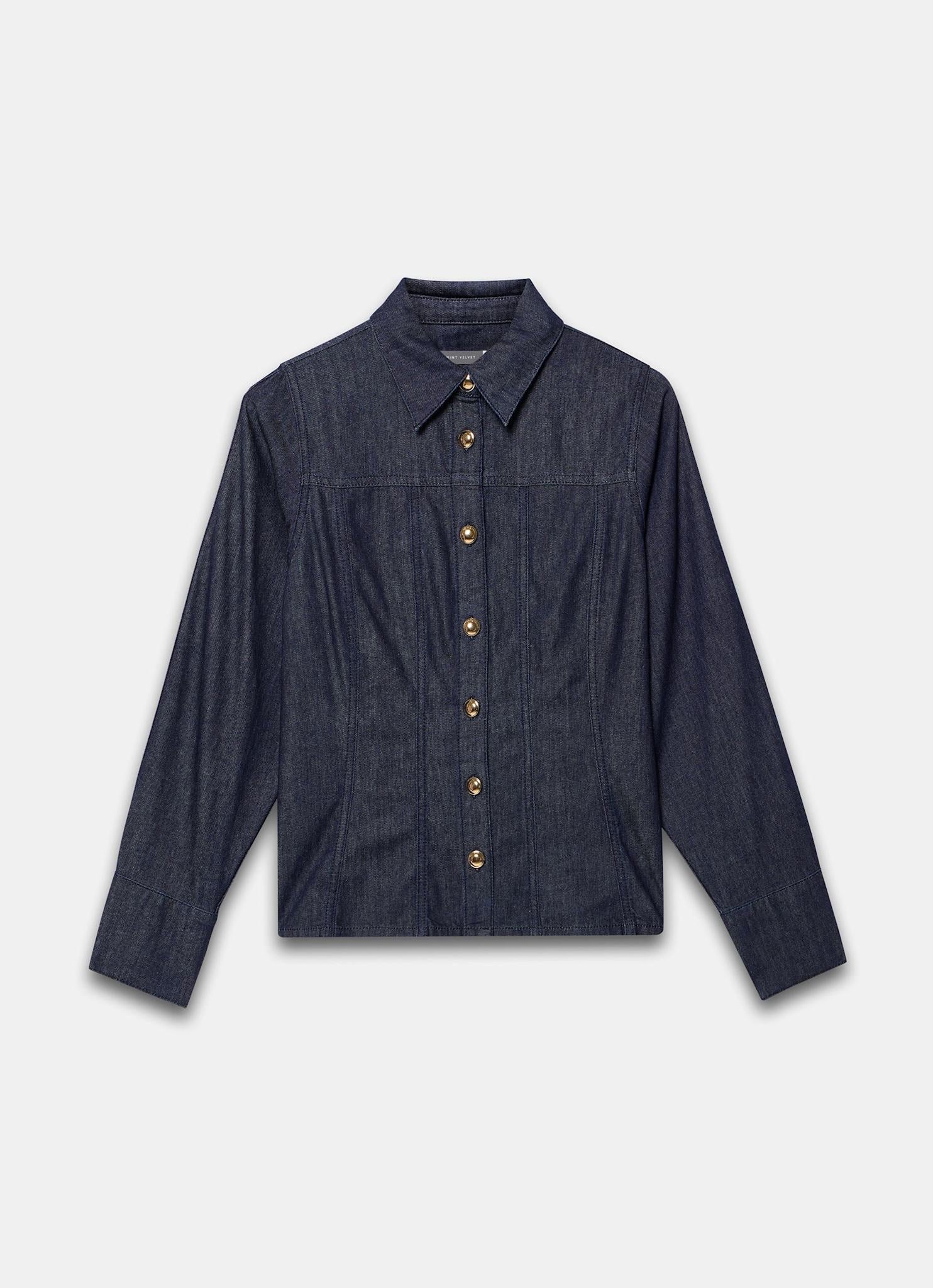 Dark Indigo Denim Fitted Shirt