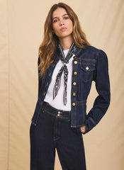 Dark Indigo Puff Sleeve Denim Jacket