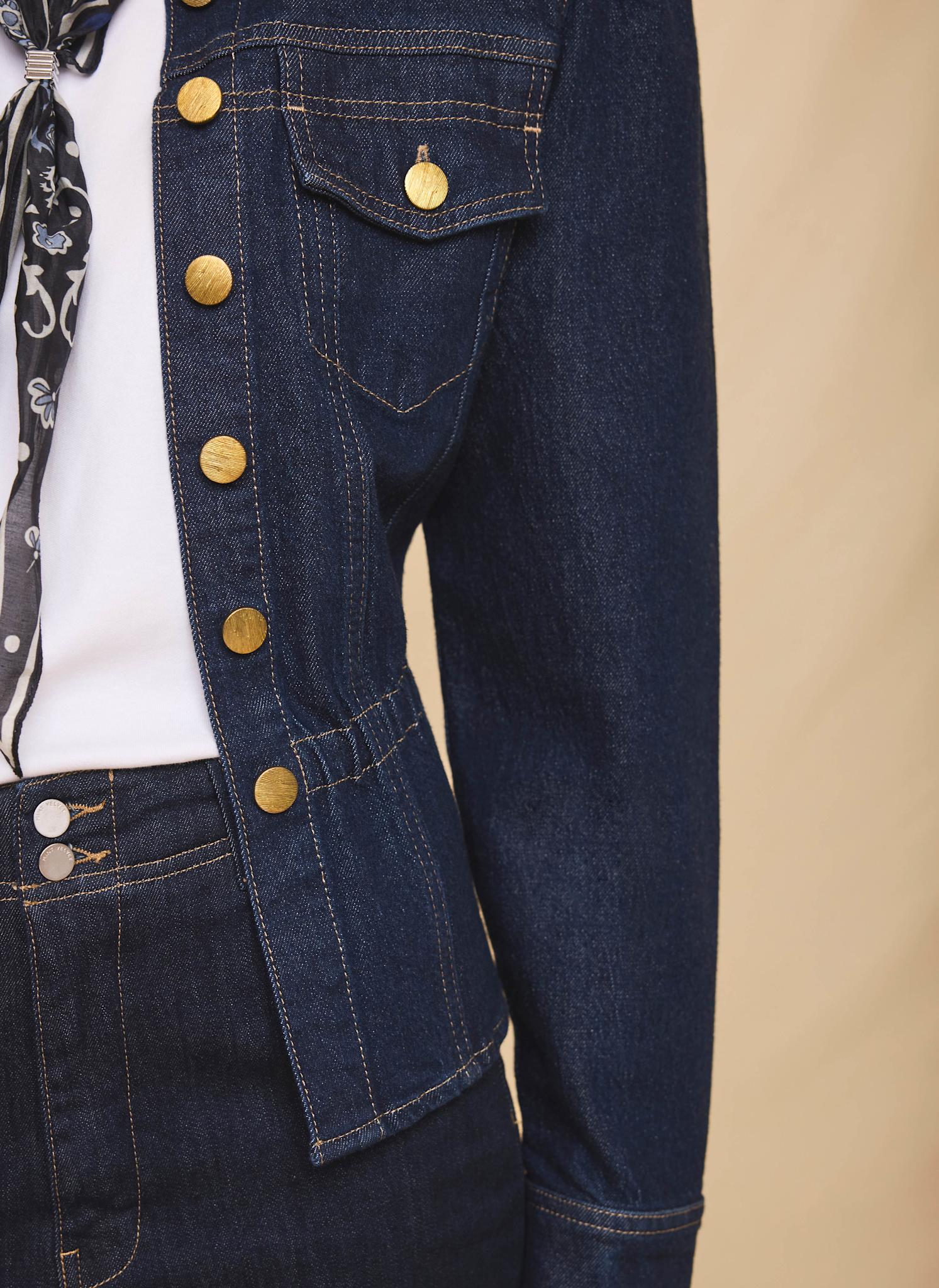 Dark Indigo Puff Sleeve Denim Jacket