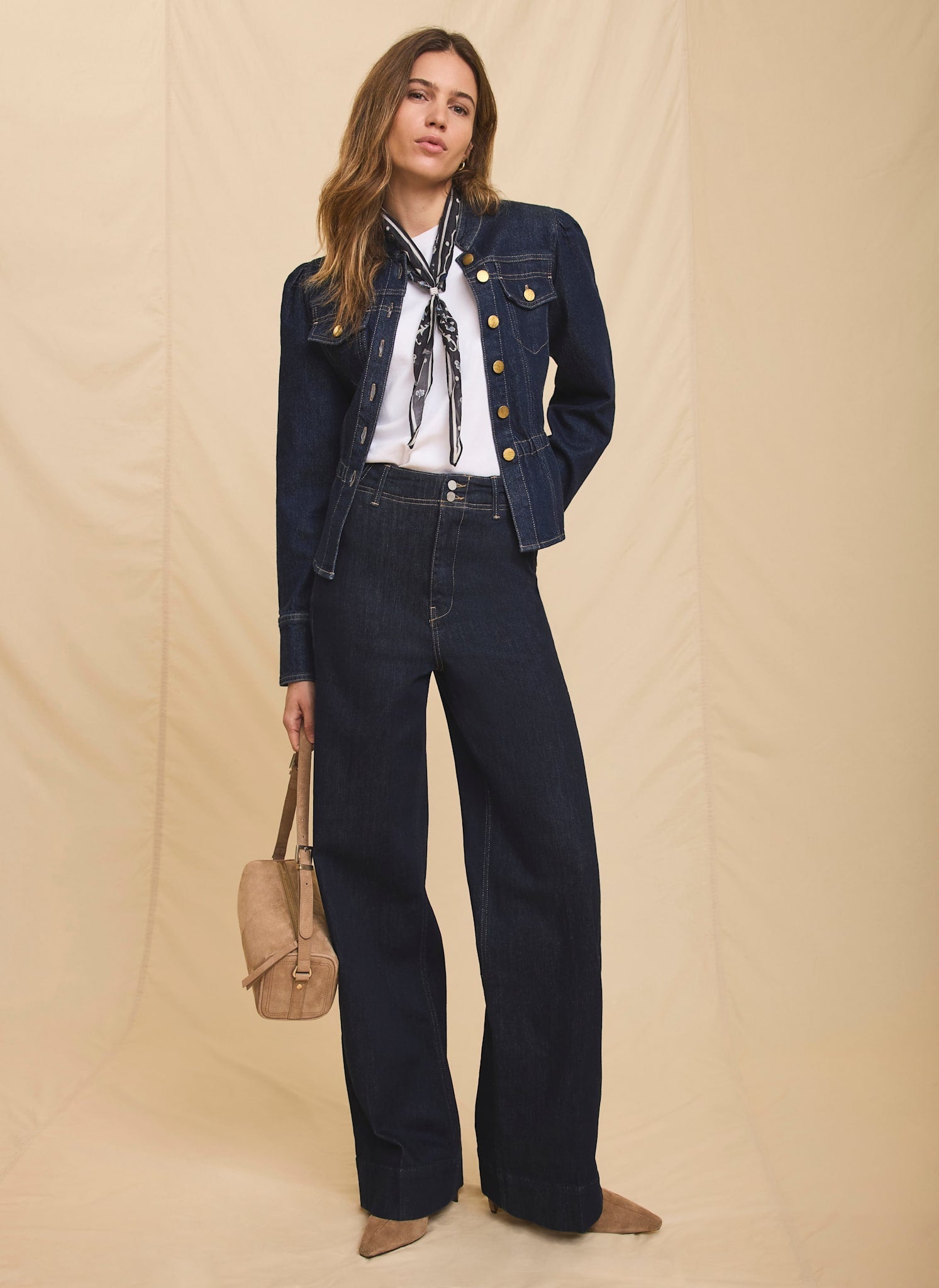 Dark Indigo Puff Sleeve Denim Jacket