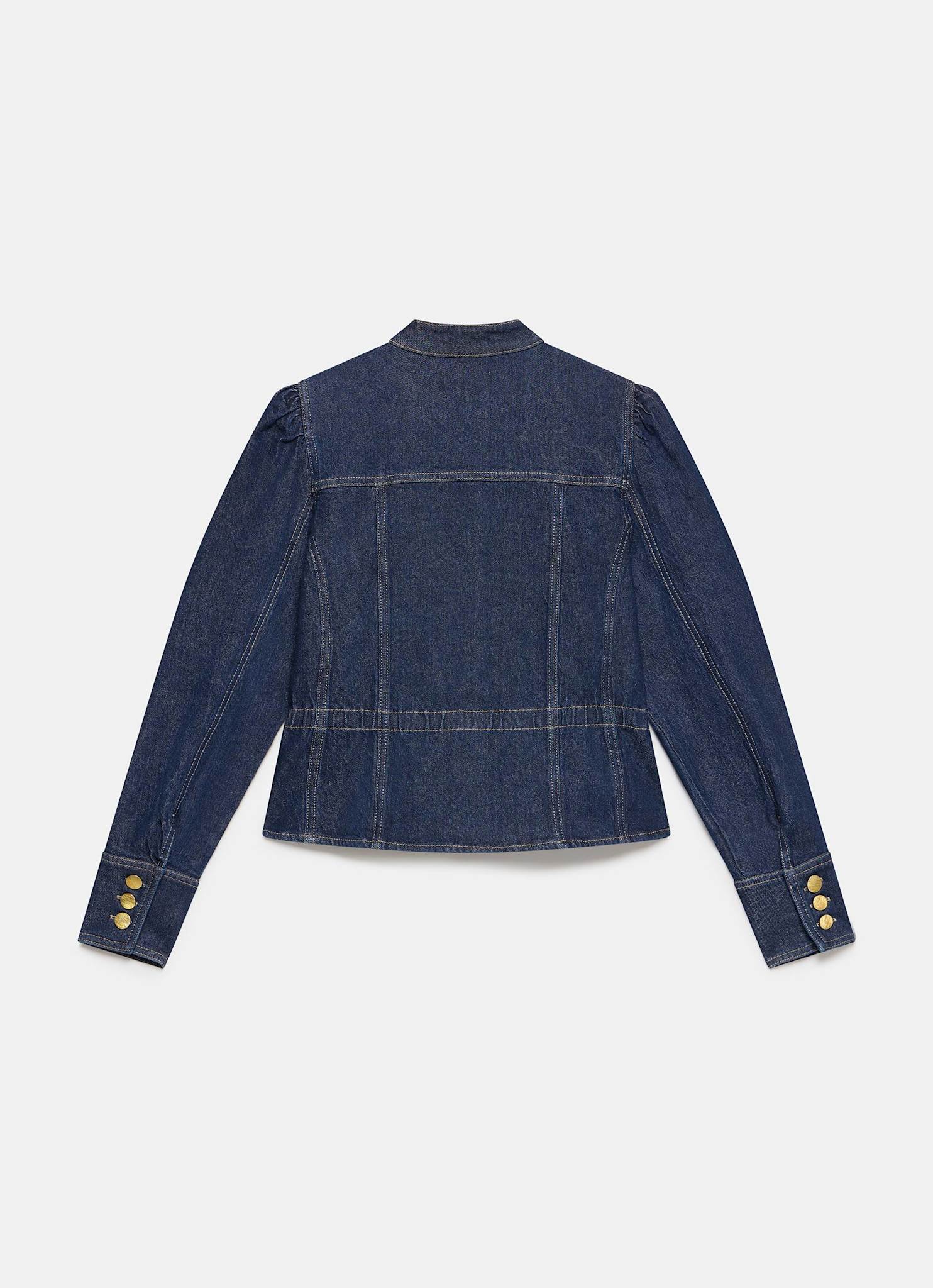 Dark Indigo Puff Sleeve Denim Jacket