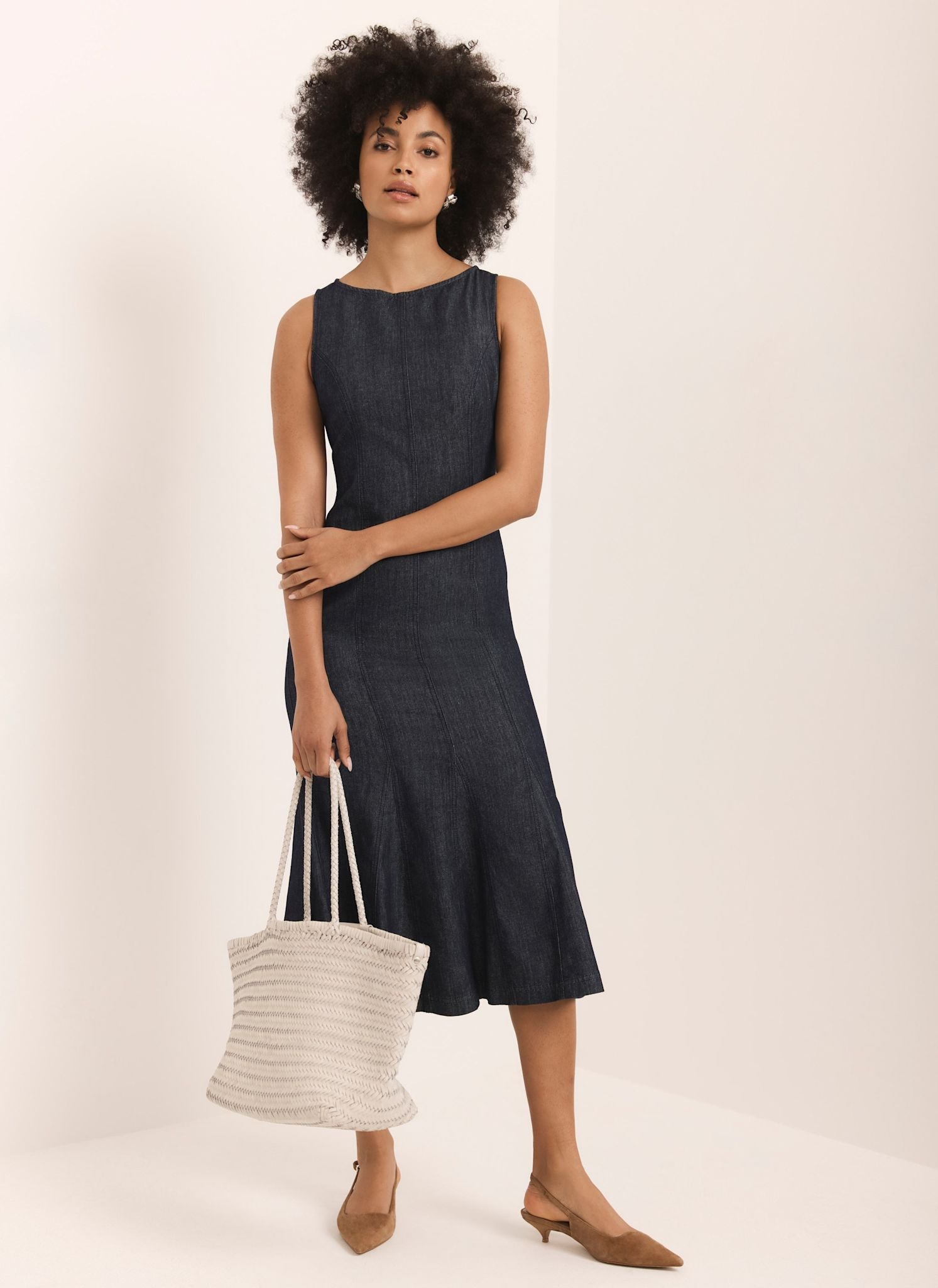 Dark Indigo Denim Midi Dress