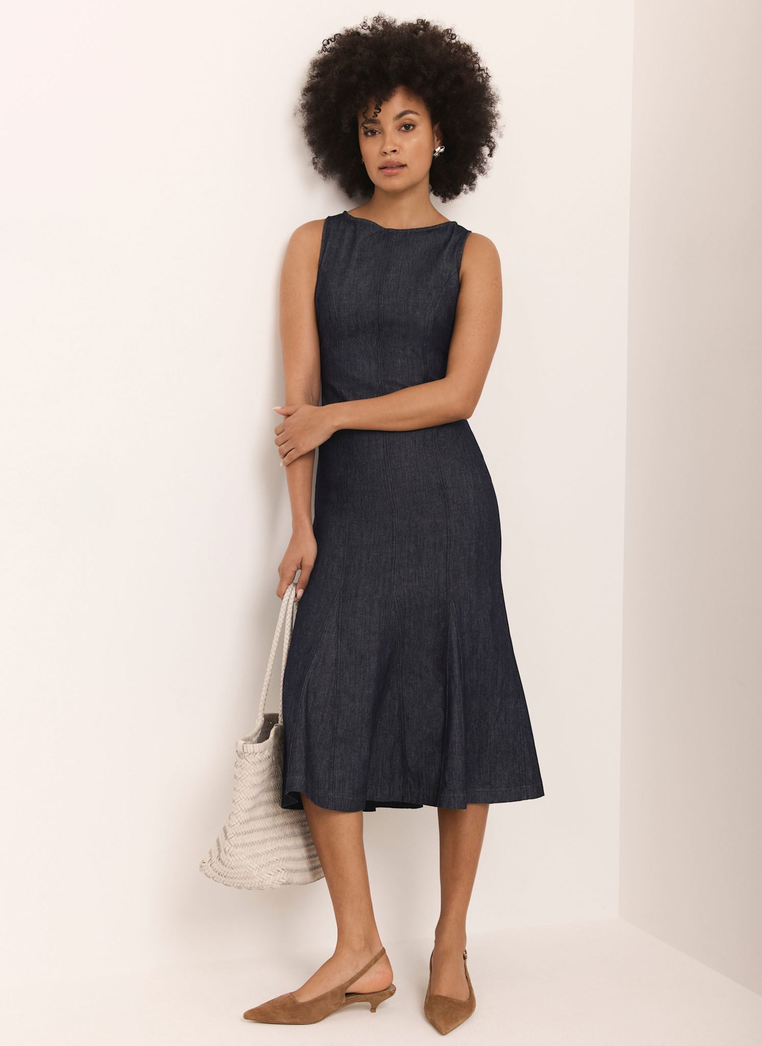 Dark Indigo Denim Midi Dress