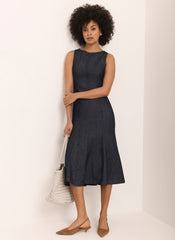 Dark Indigo Denim Midi Dress