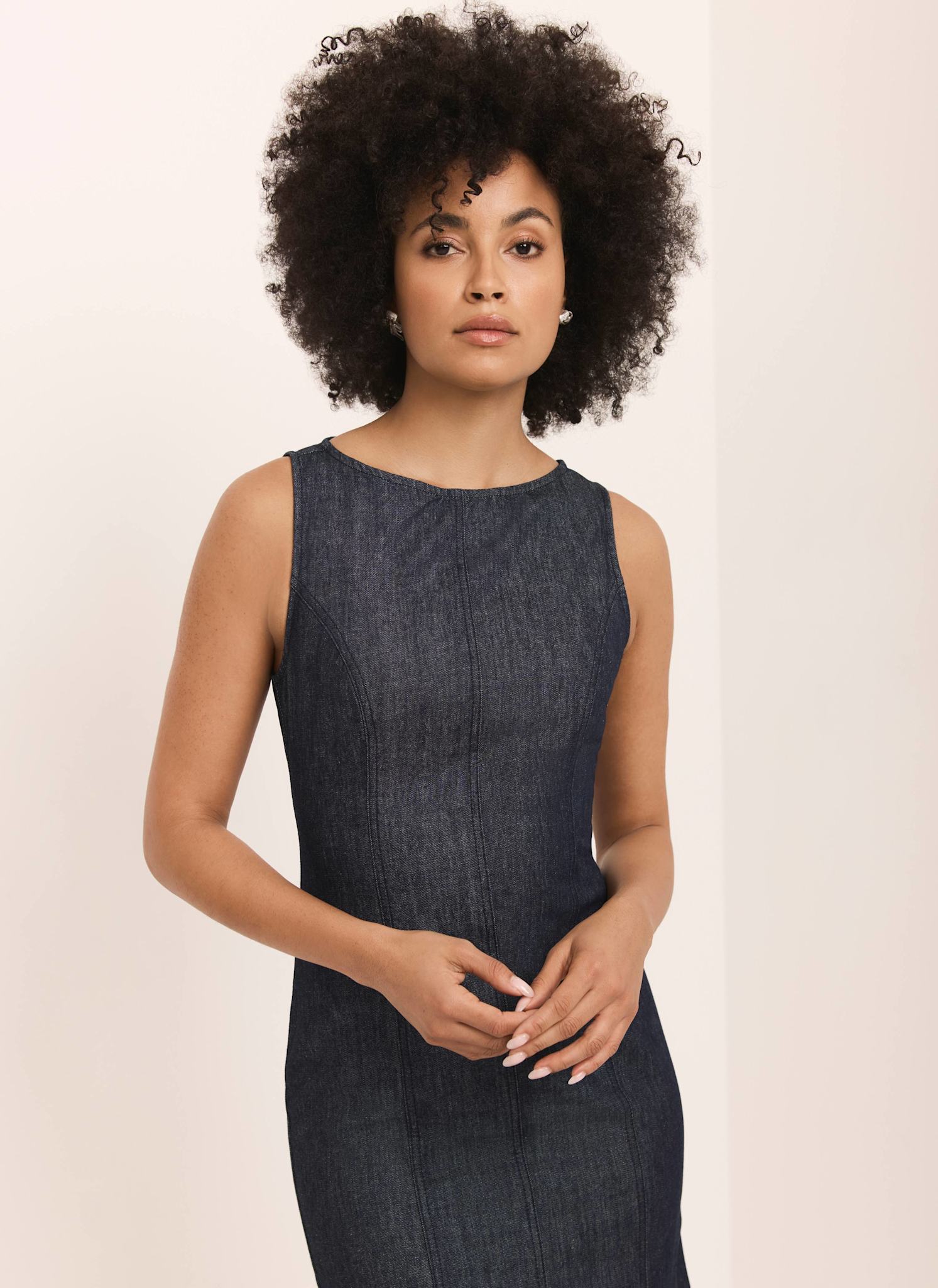 Dark Indigo Denim Midi Dress