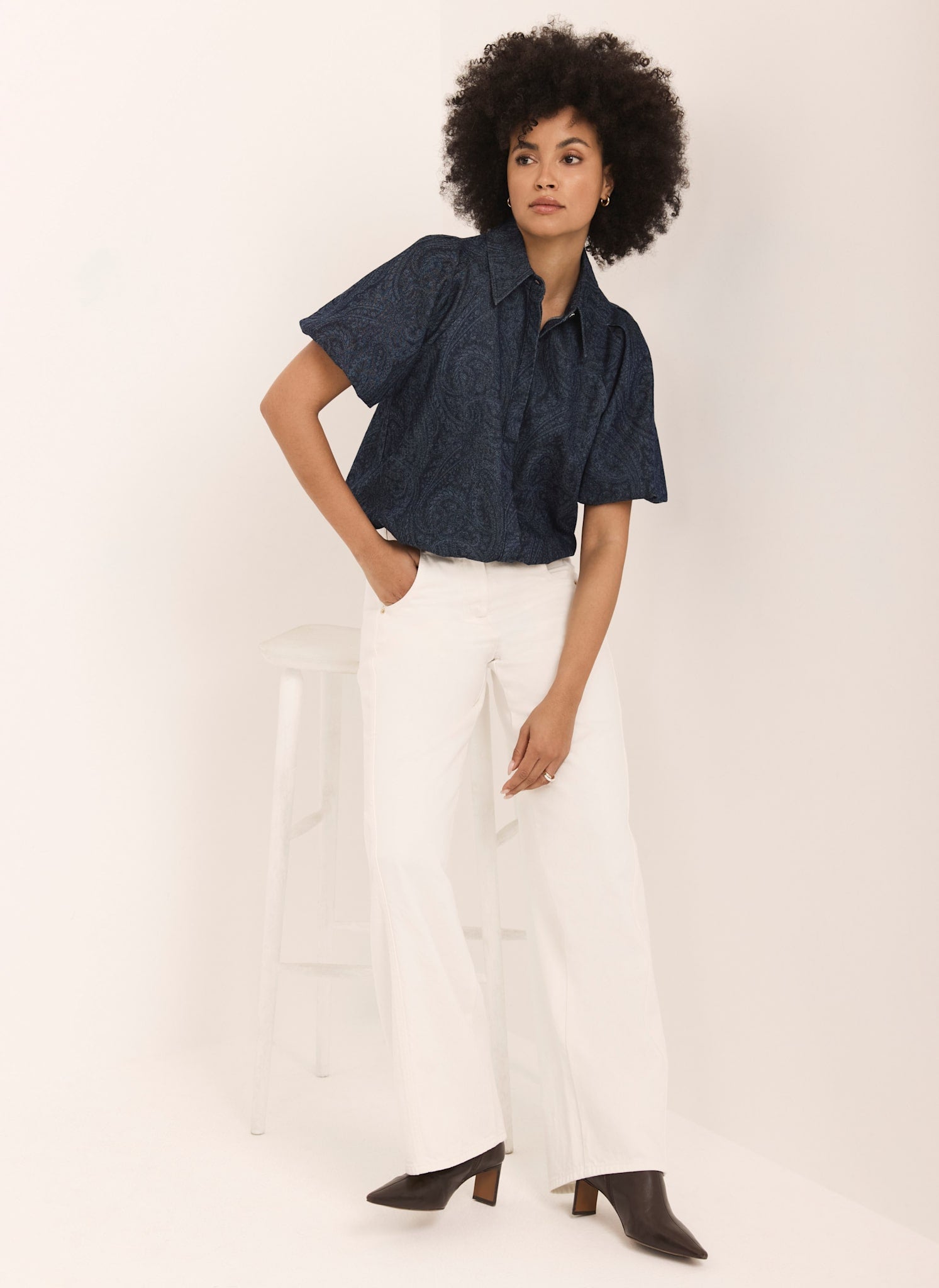 Dark Indigo Paisley Denim Shirt