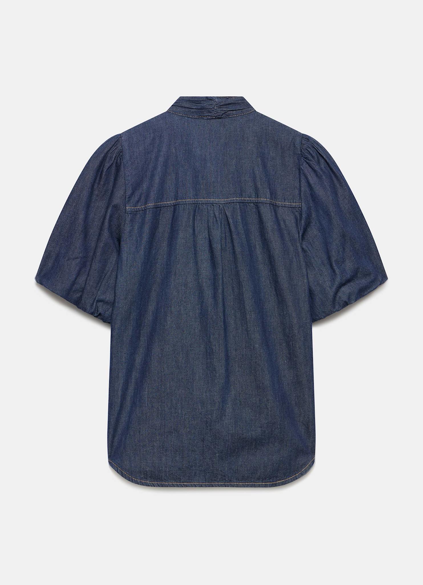 Dark Indigo Puff Sleeve Denim Shirt