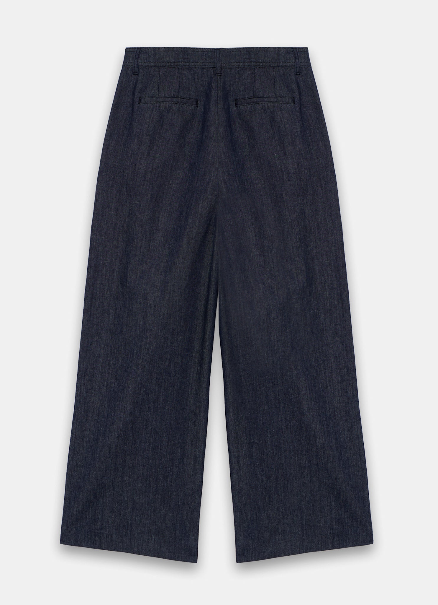 Dark Indigo Pleated Tailored Wide Leg Jeans