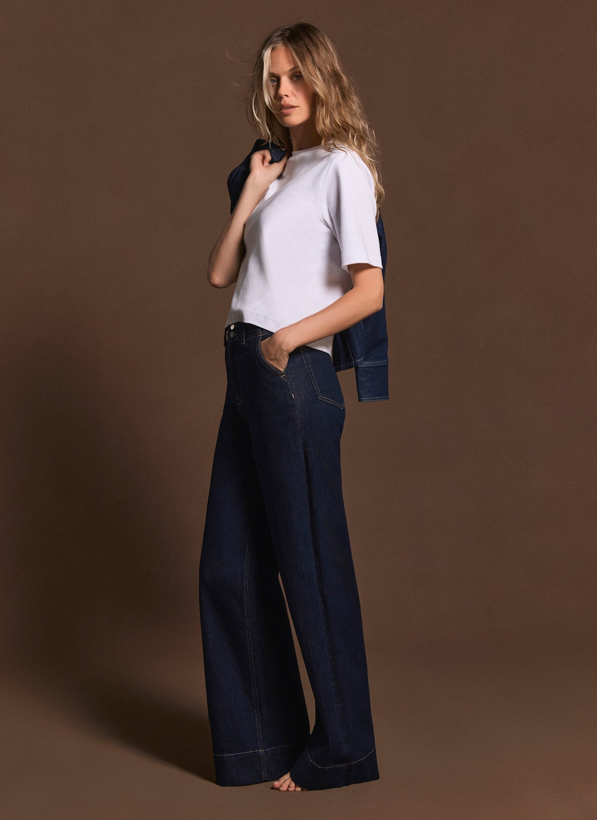 Dark Indigo Tailored Wide Leg Jeans