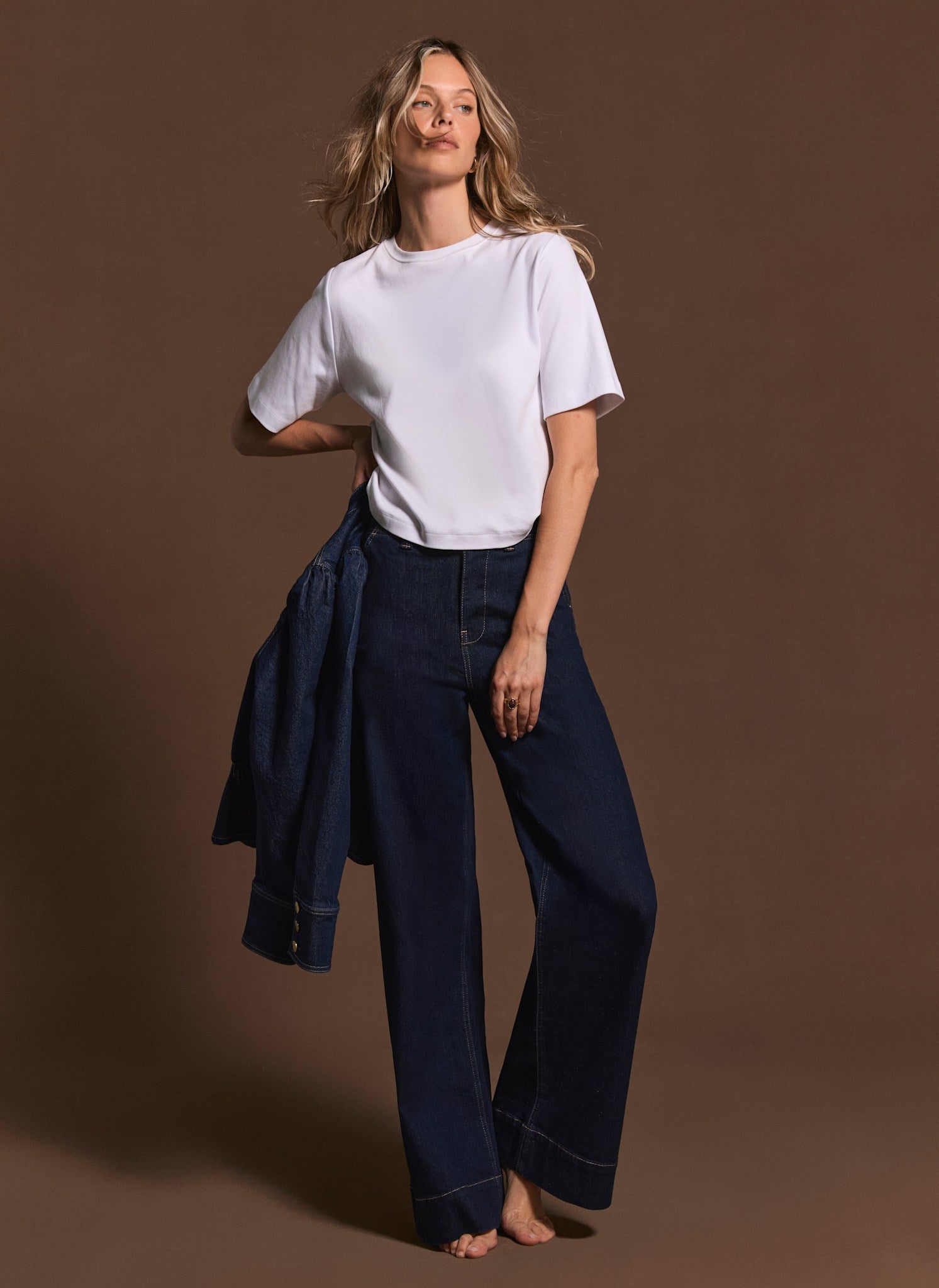 Dark Indigo Tailored Wide Leg Jeans