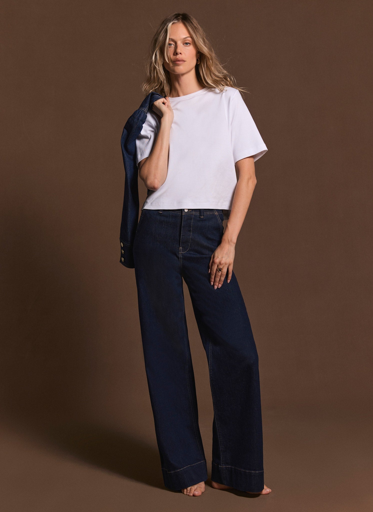 Dark Indigo Tailored Wide Leg Jeans