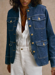 Indigo Denim Military Jacket