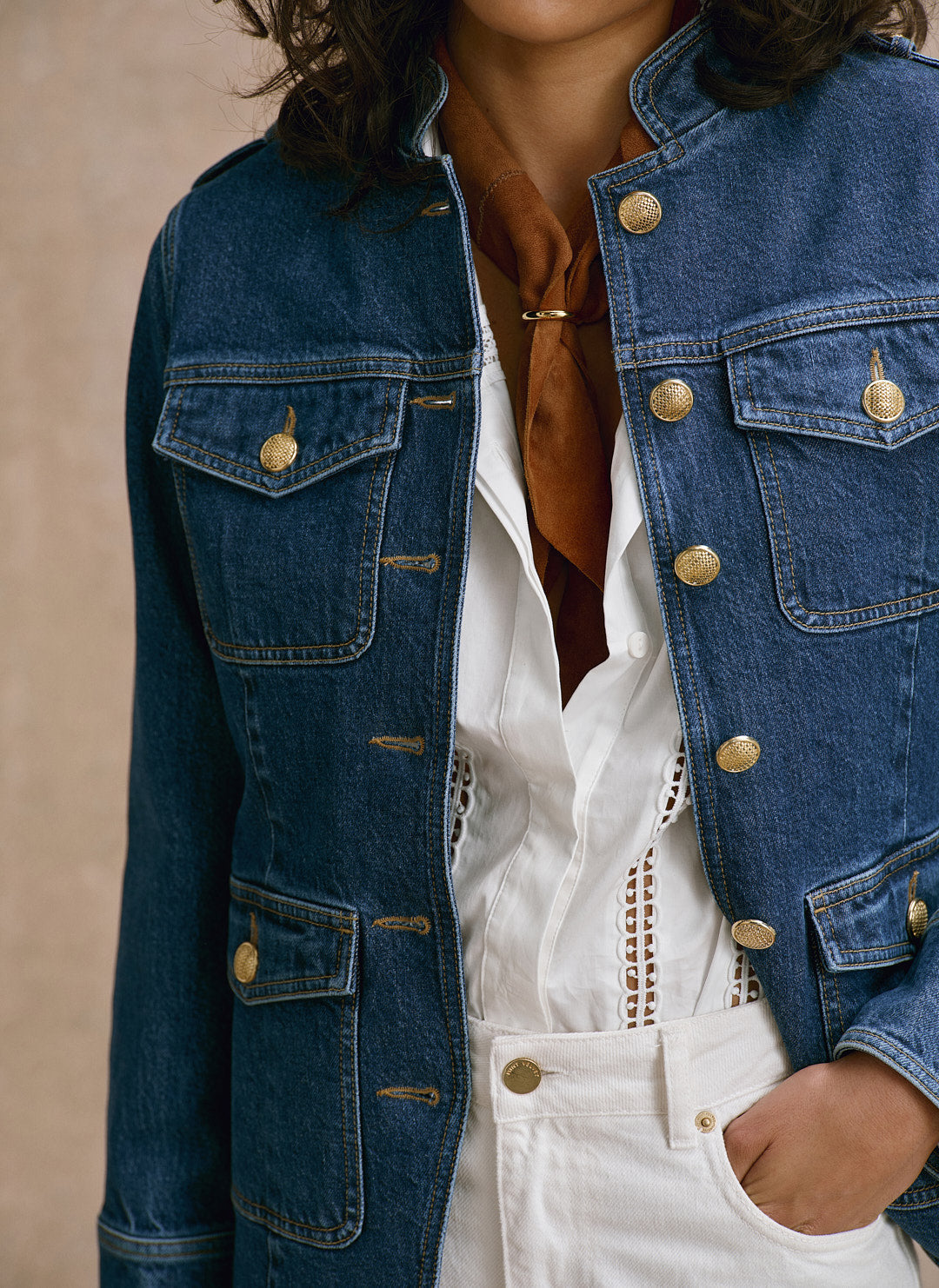 Indigo Denim Military Jacket