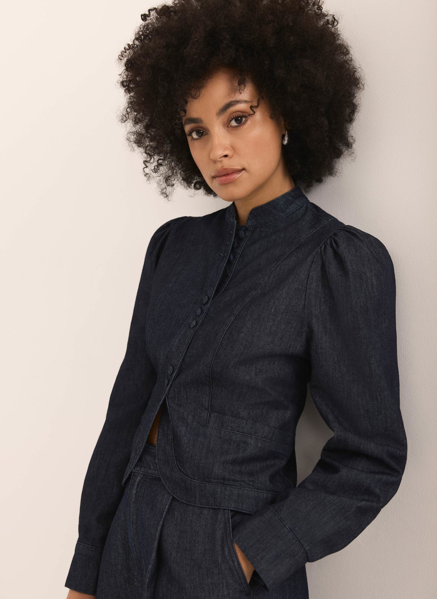 Dark Indigo Denim Long Sleeve Jacket