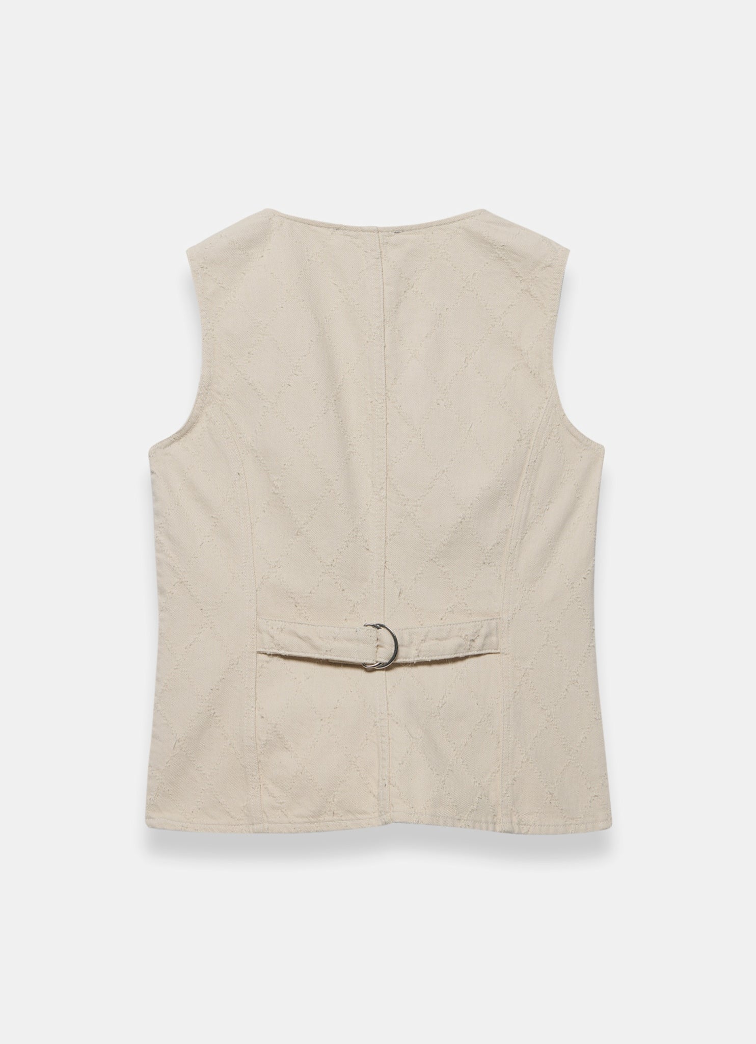 Cream Denim Diamond Textured Waistcoat