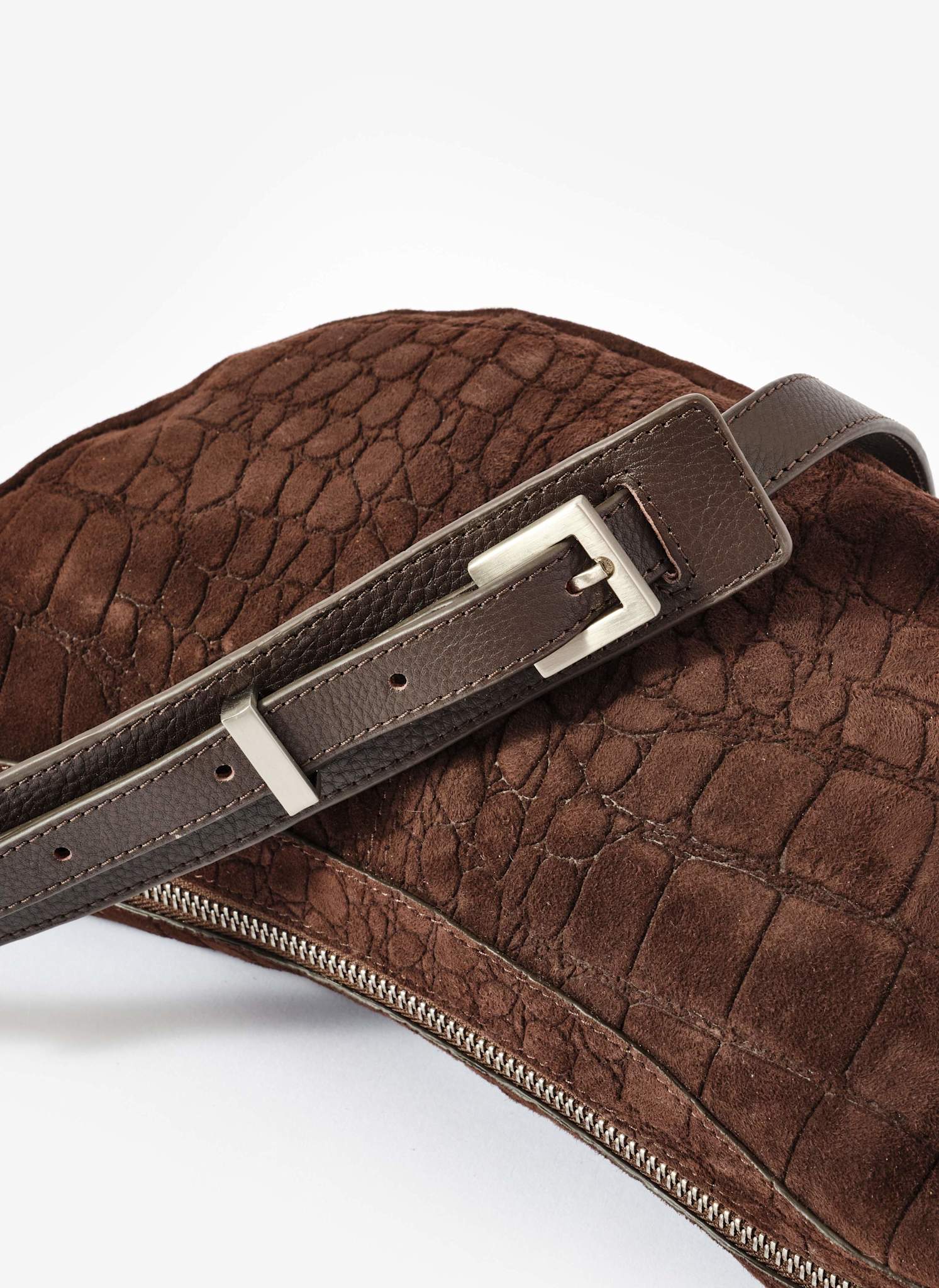 Dolly Brown Textured Suede Scoop Sling Bag
