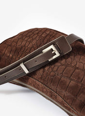 Dolly Brown Textured Suede Scoop Sling Bag