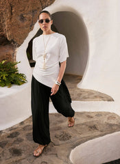 White Draped Asymmetric Top