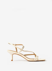Eli Cream Leather Strappy Kitten Heels