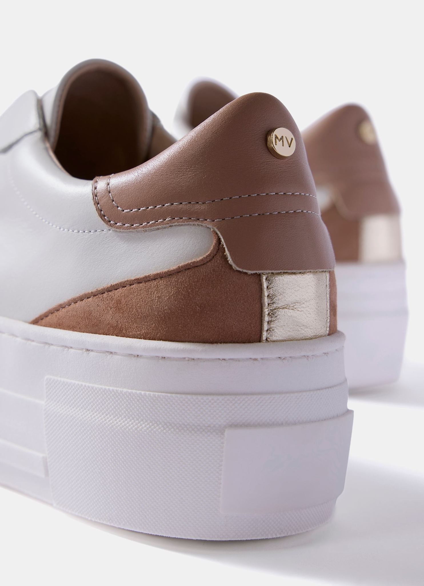 Ellie White Leather Platform Trainers