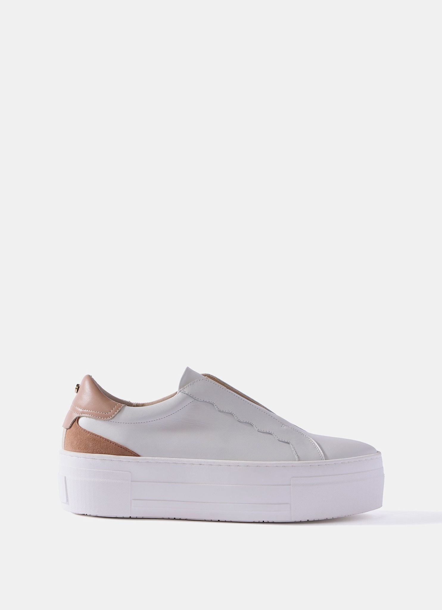 Ellie White Leather Platform Trainers