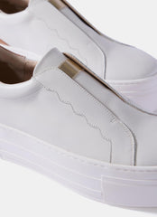 Ellie White Leather Platform Trainers