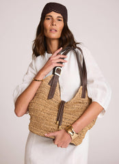 Esme Neutral Woven Bucket Bag