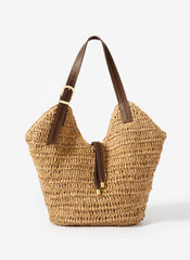Esme Neutral Woven Bucket Bag
