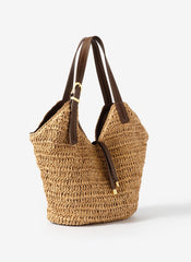 Esme Neutral Woven Bucket Bag