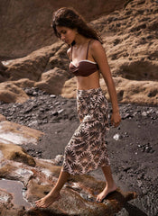 Neutral Geo Print Wrap Sarong Skirt