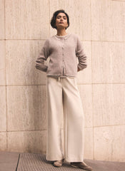 Neutral Double Layer Knit Cardigan