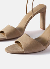 Lou Neutral Suede High Heel Sandals