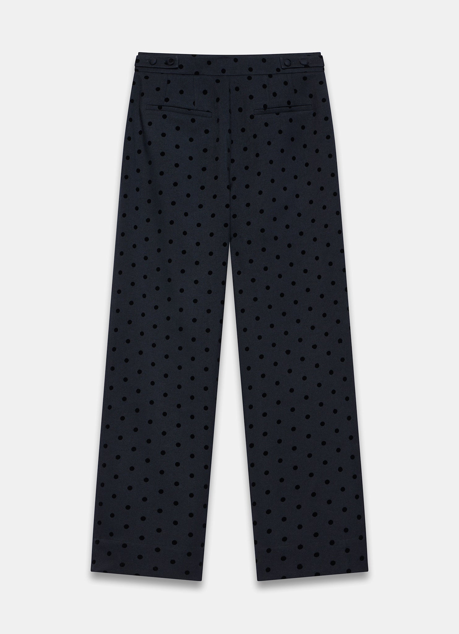 Navy Polka Dot Wide Leg Trousers