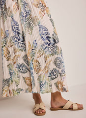 Cream Floral Print Crinkle Maxi Skirt