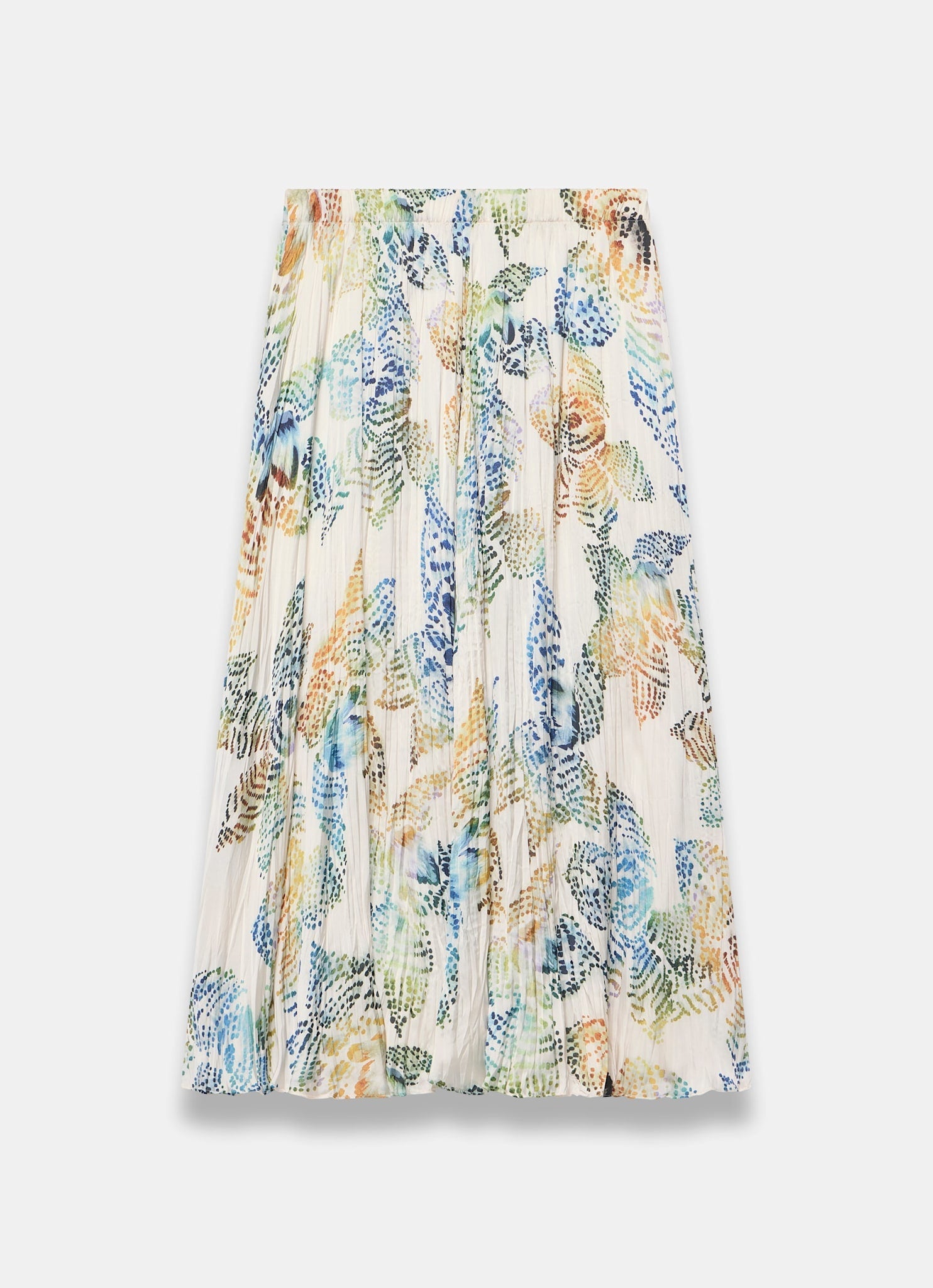 Cream Floral Print Crinkle Maxi Skirt