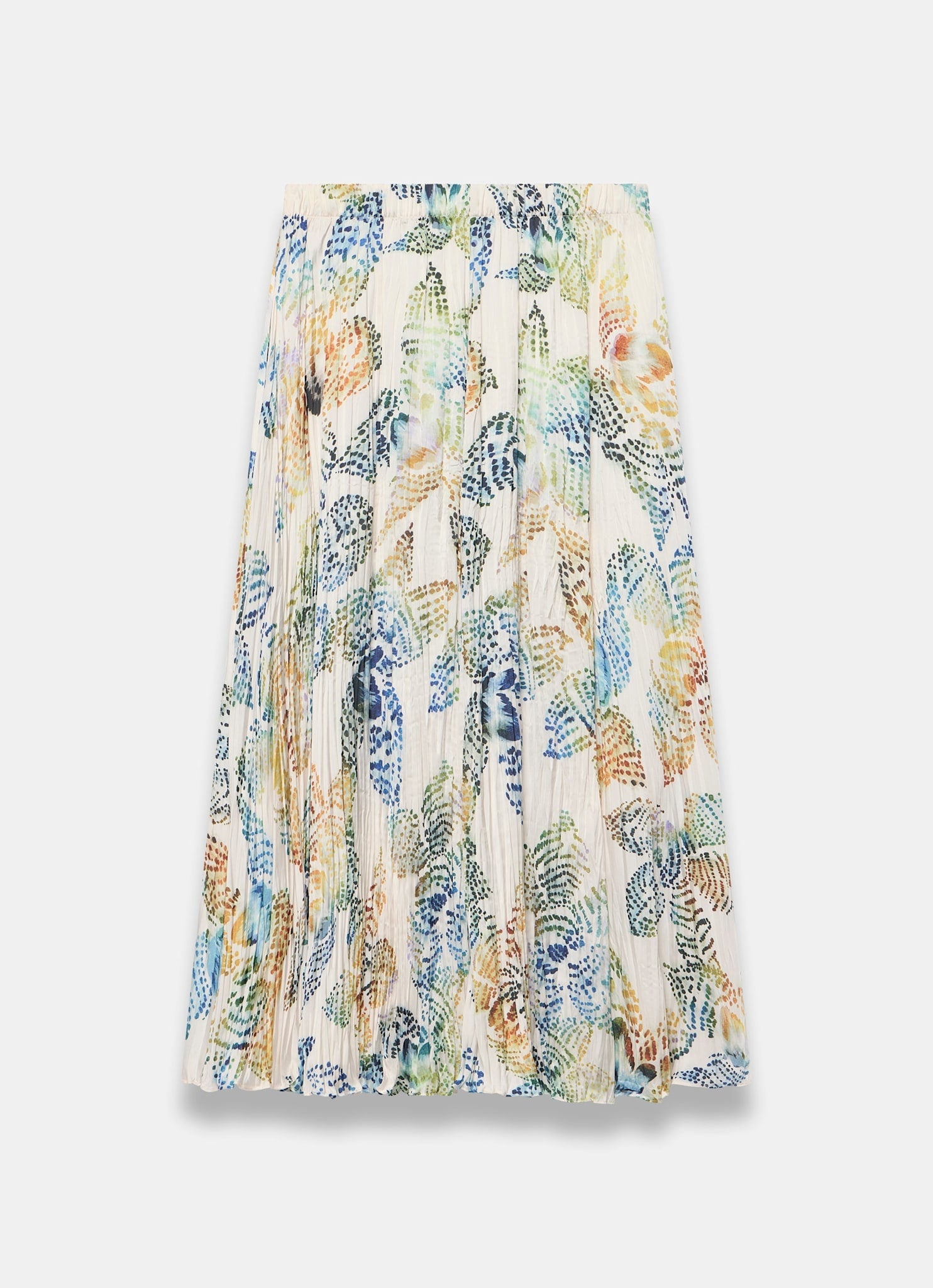 Cream Floral Print Crinkle Maxi Skirt
