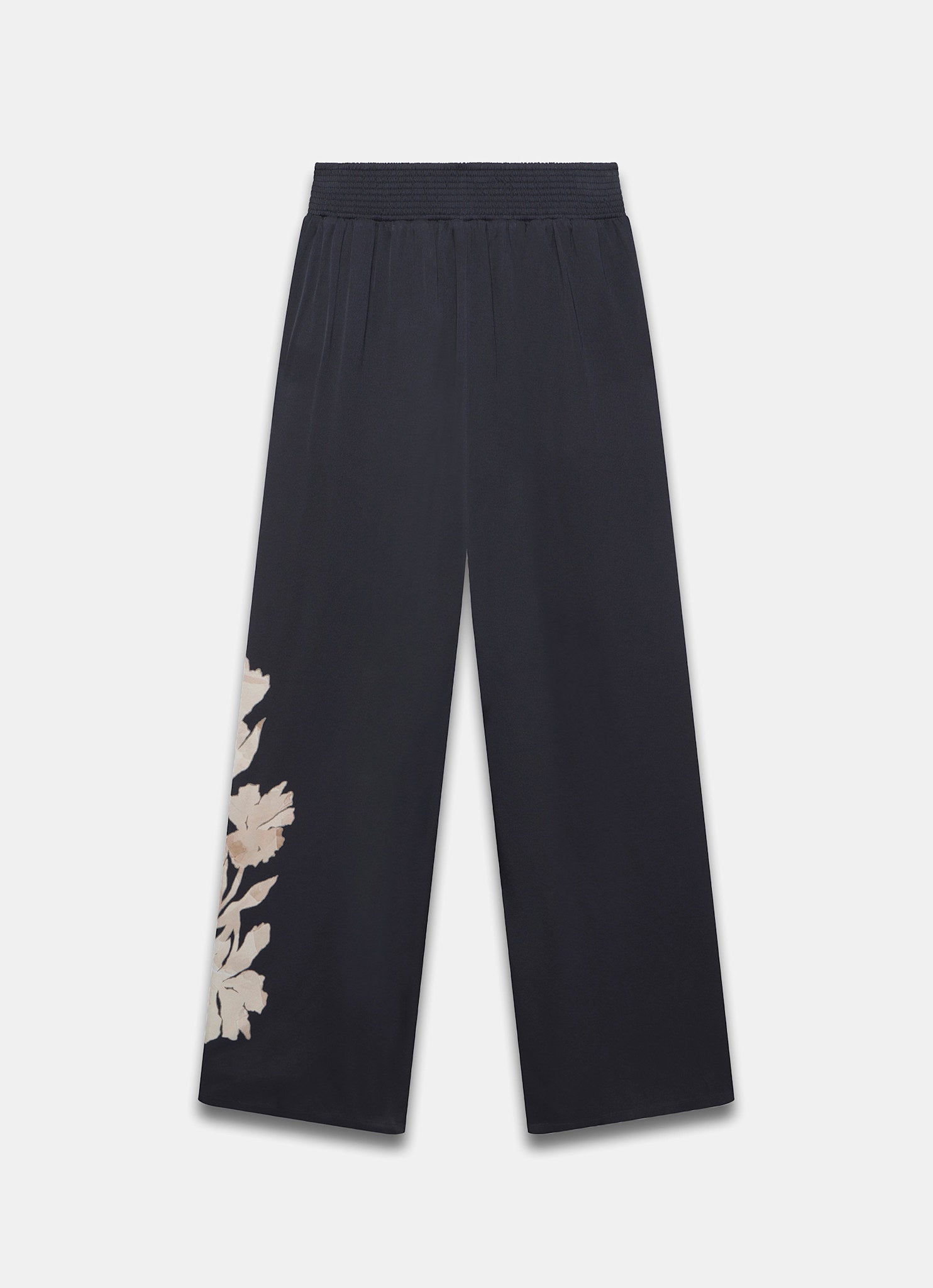 Navy Floral Print Wide Trousers