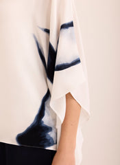 White Print Batwing Top