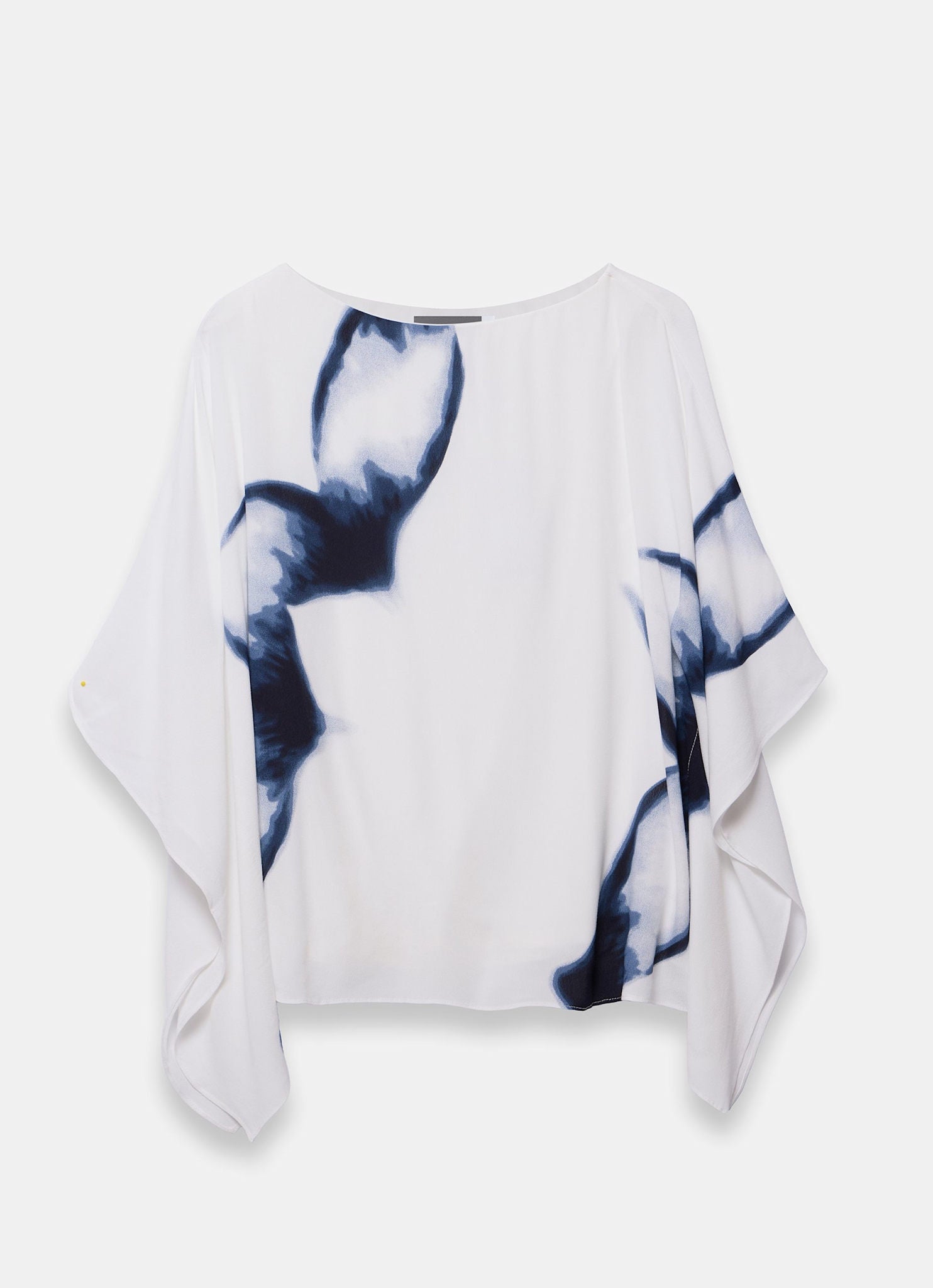 White Print Batwing Top