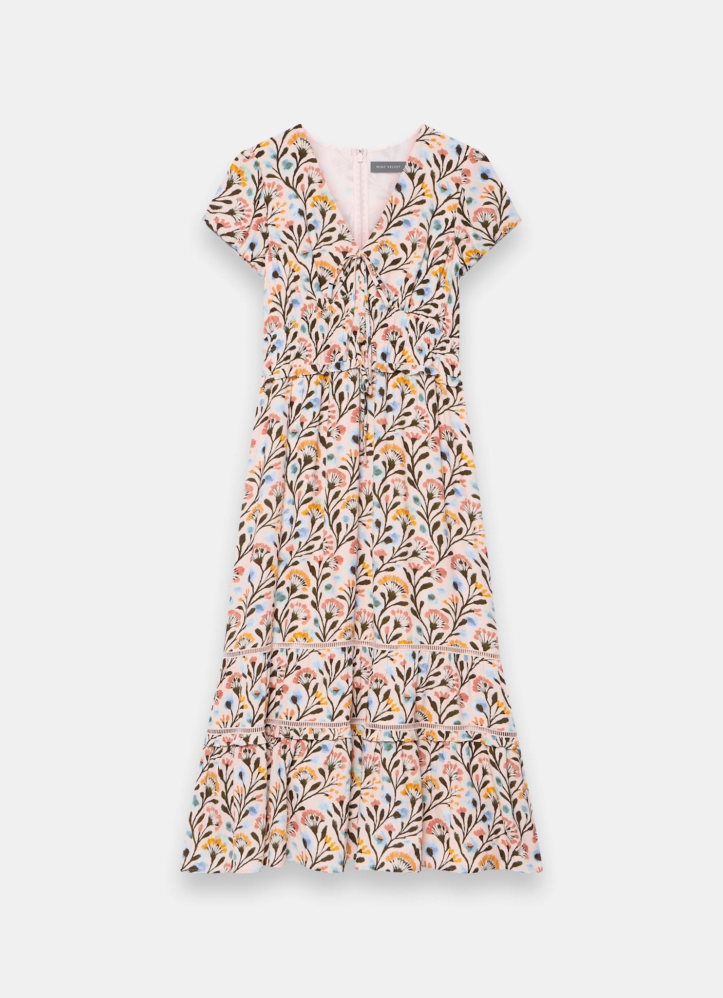Orange Floral Print Midi Dress