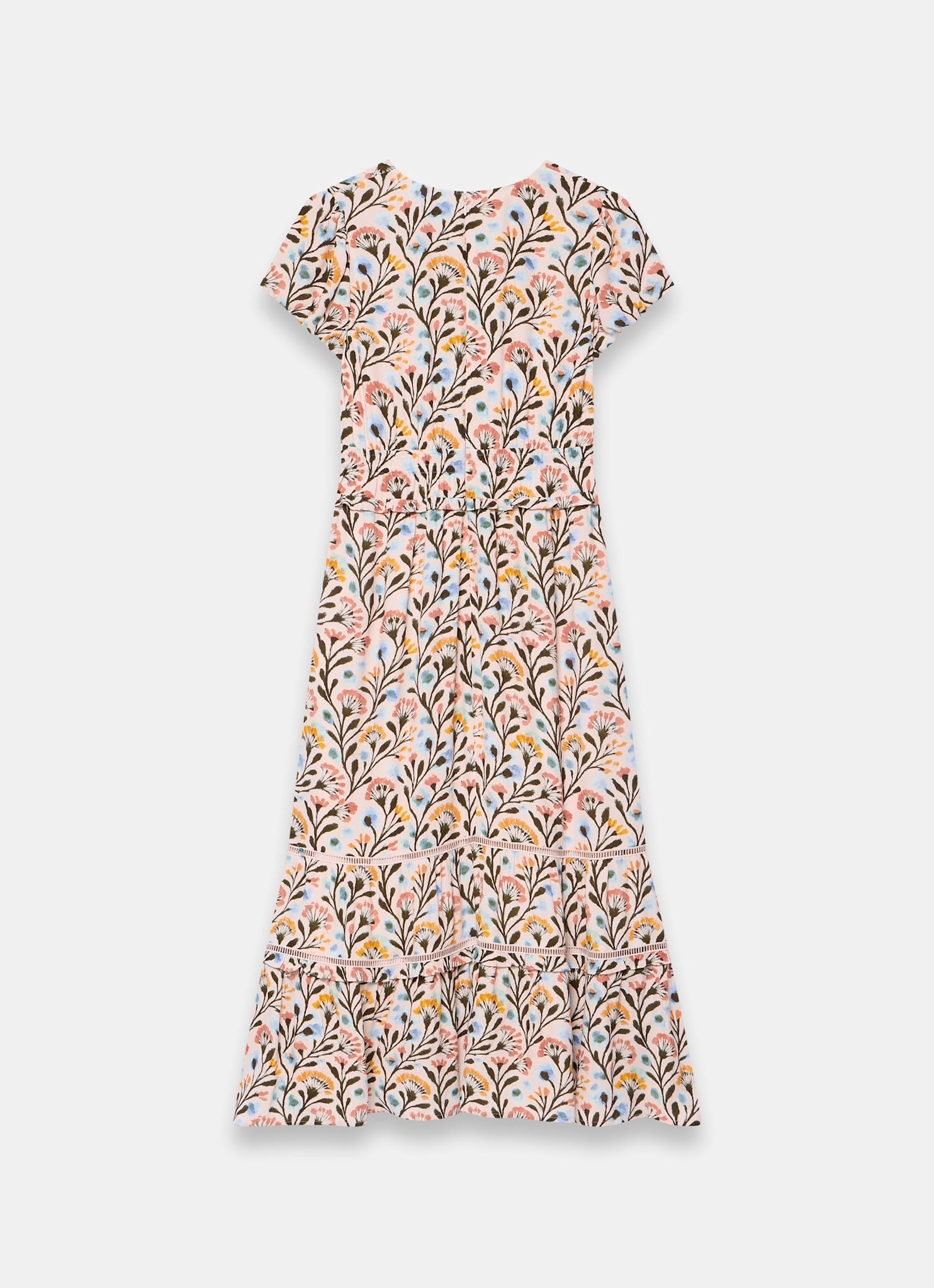 Orange Floral Print Midi Dress