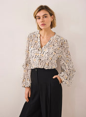 Floral Print Ruffle Blouse