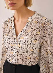 Floral Print Ruffle Blouse