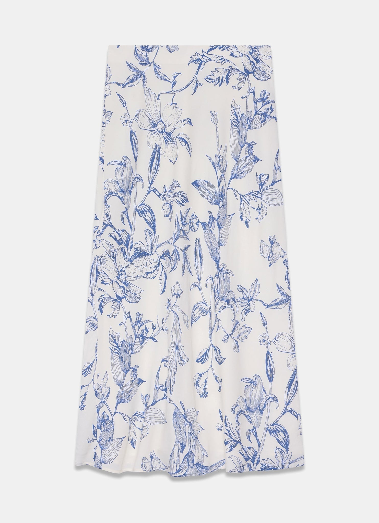 Blue Floral Print Slip Skirt