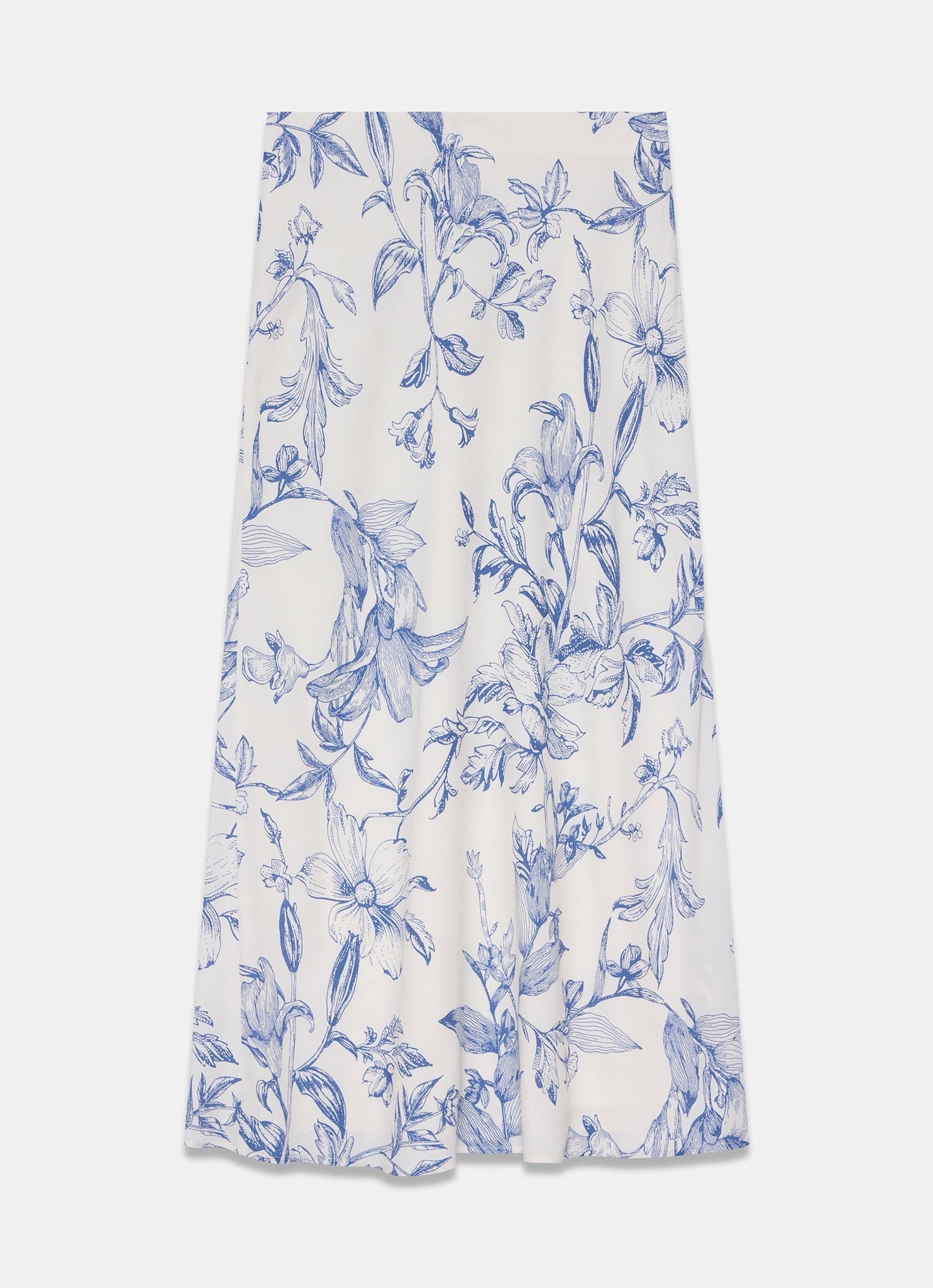 Blue Floral Print Slip Skirt